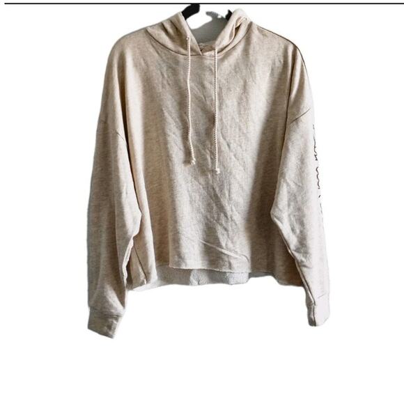 Fp Movement Medium Beige Crop Hoodie Sweatshirt Dynamite Embroider NEW Oversized - Picture 1 of 8